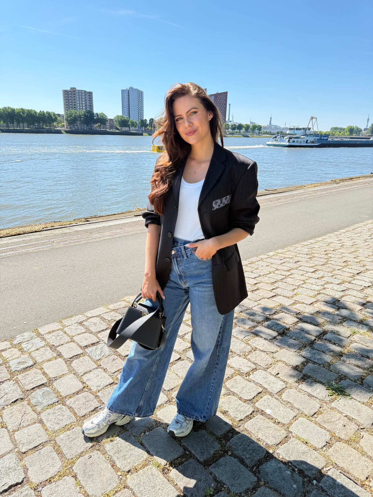 Vintage blazer navy krijtstreep