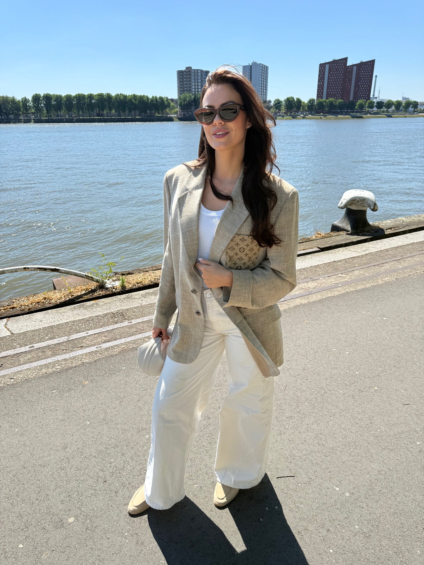 Vintage blazer linnen blend camel