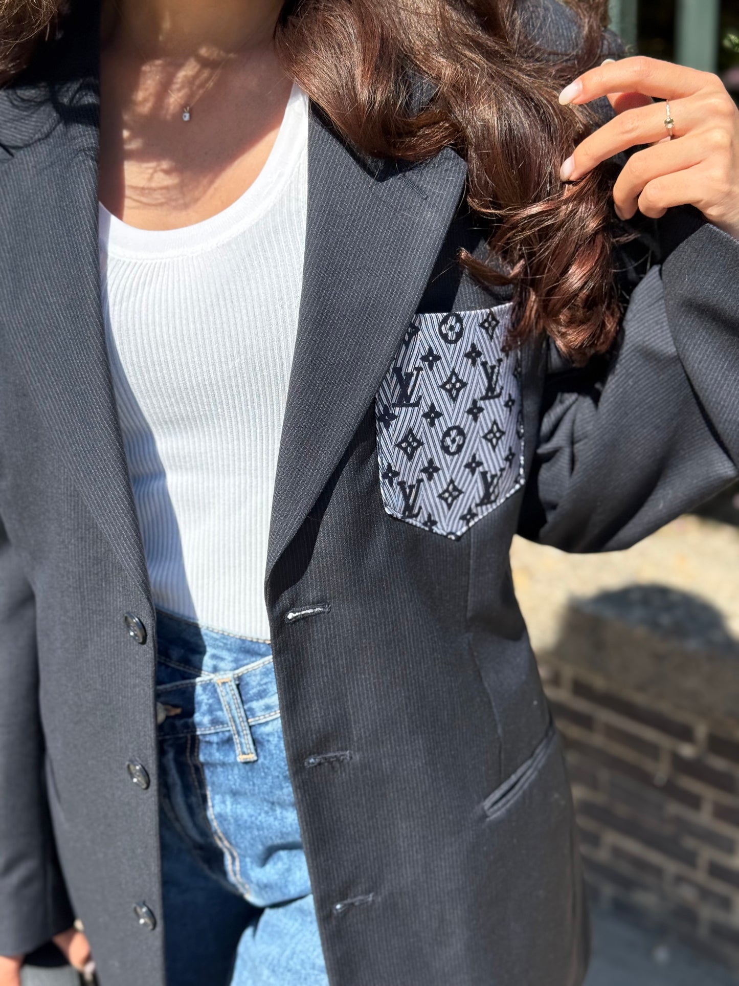 Vintage blazer Grey with blue