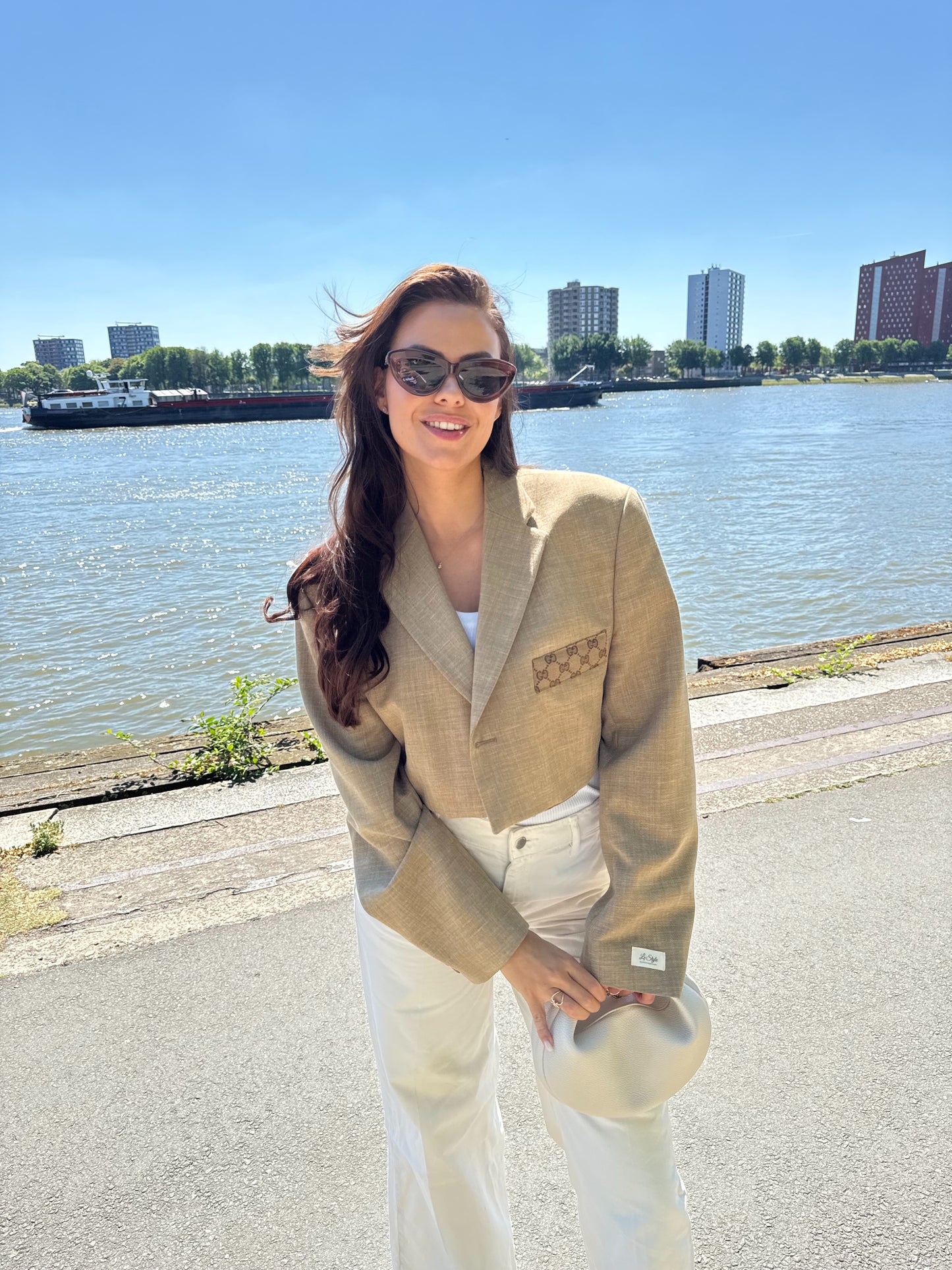 Vintage blazer camel cropped