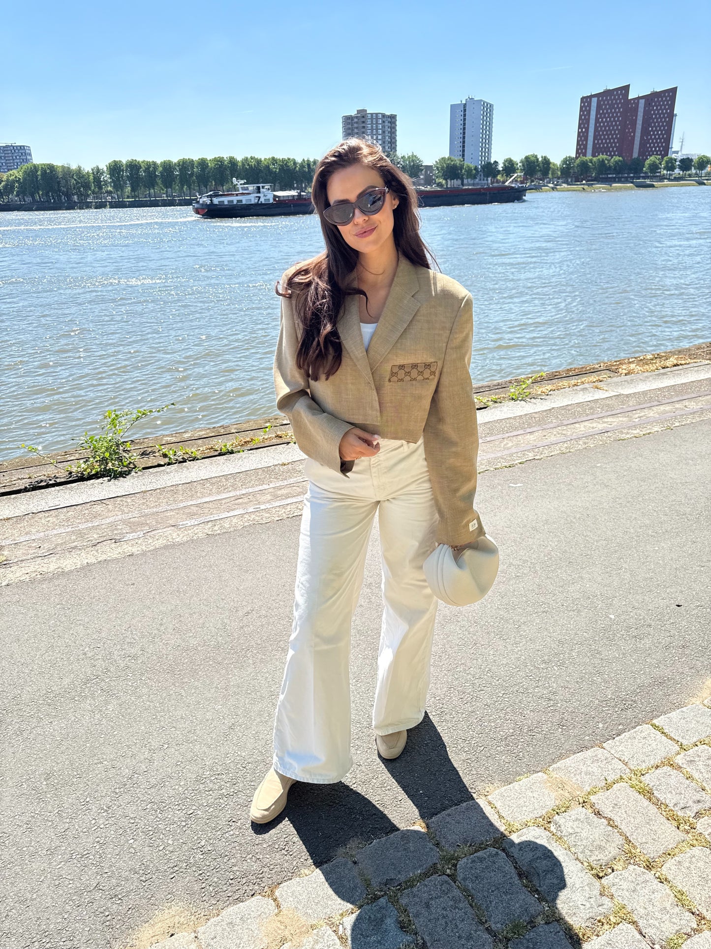 Vintage blazer camel cropped