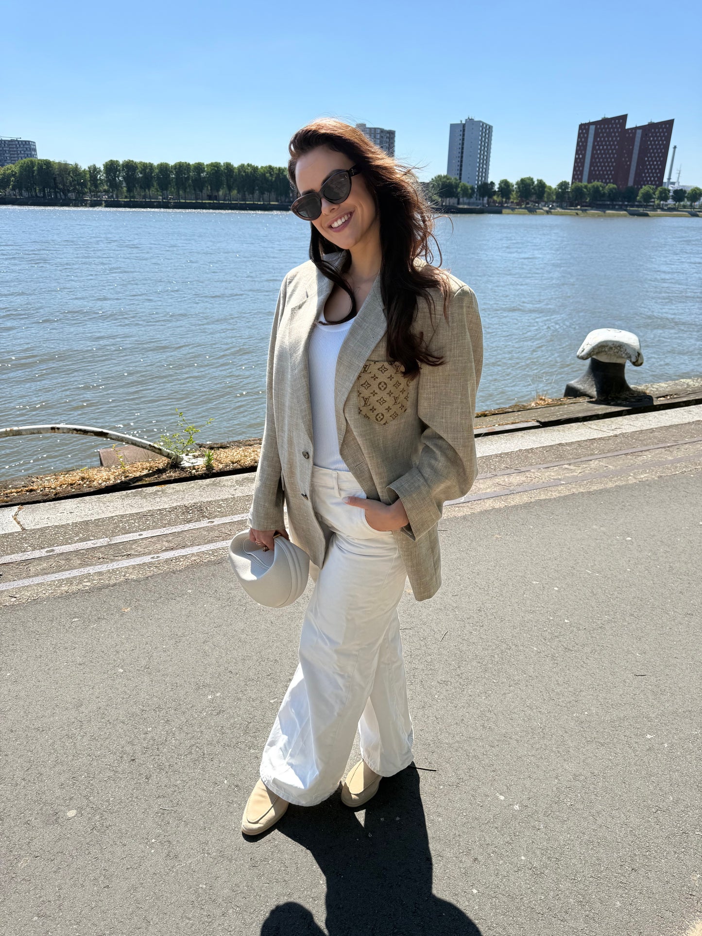 Vintage blazer linnen blend camel