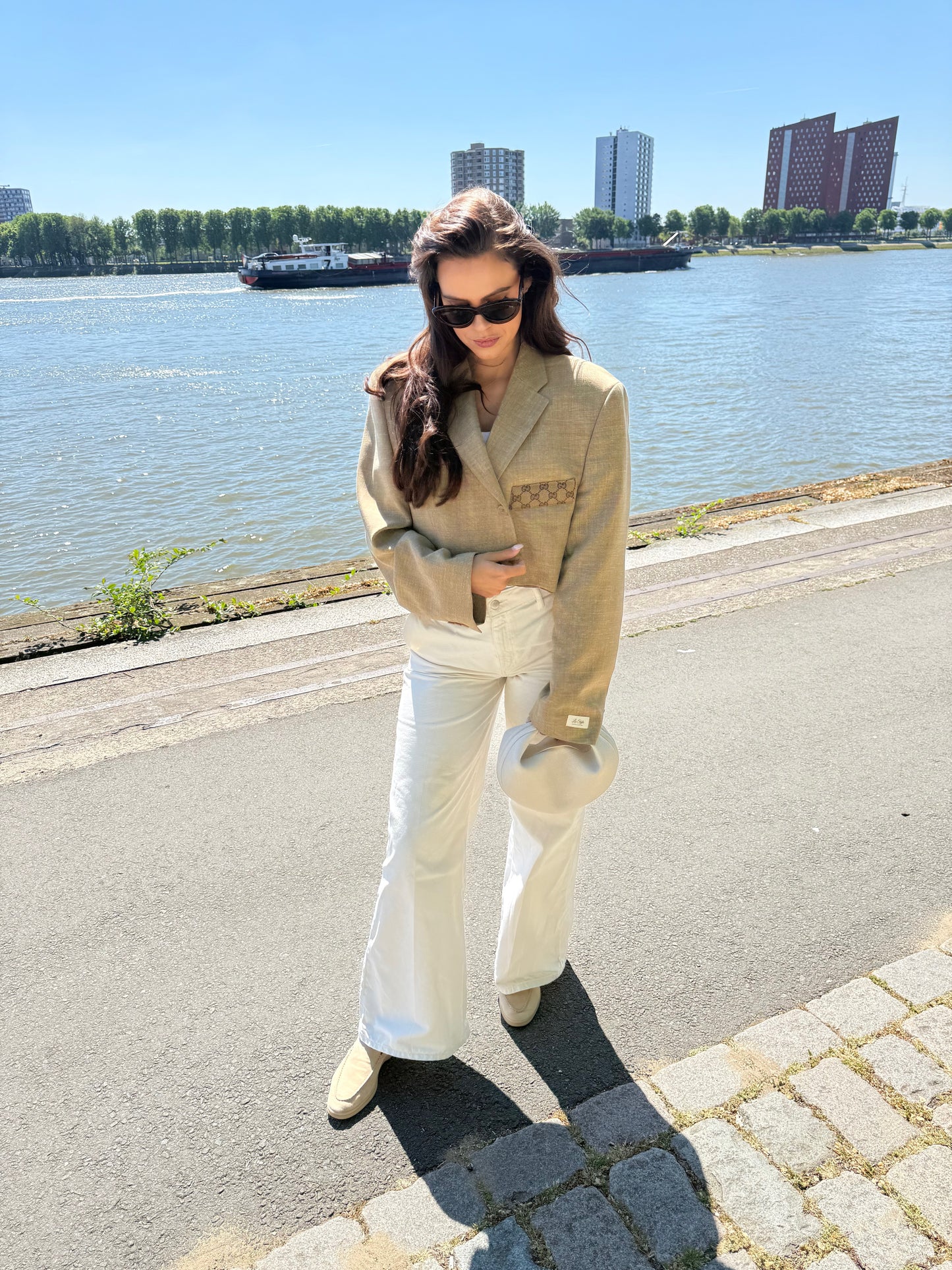 Vintage blazer camel cropped