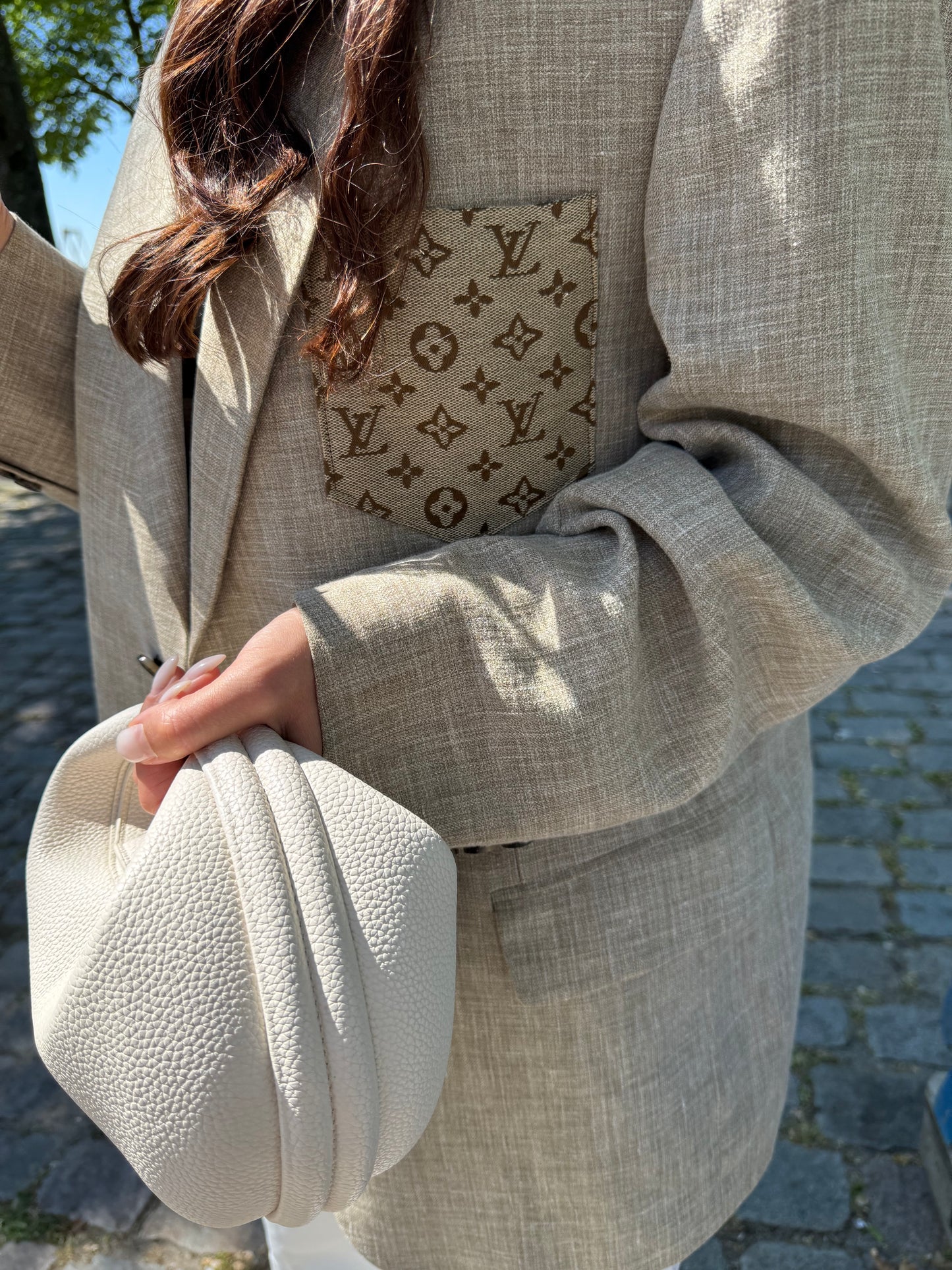 Vintage blazer linnen blend camel
