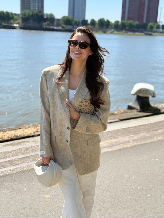 Vintage blazer linnen blend camel