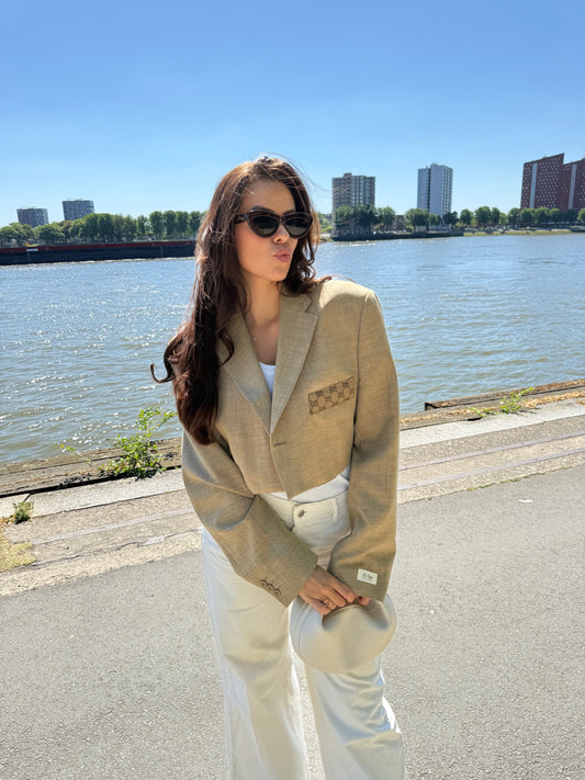 Vintage blazer camel cropped